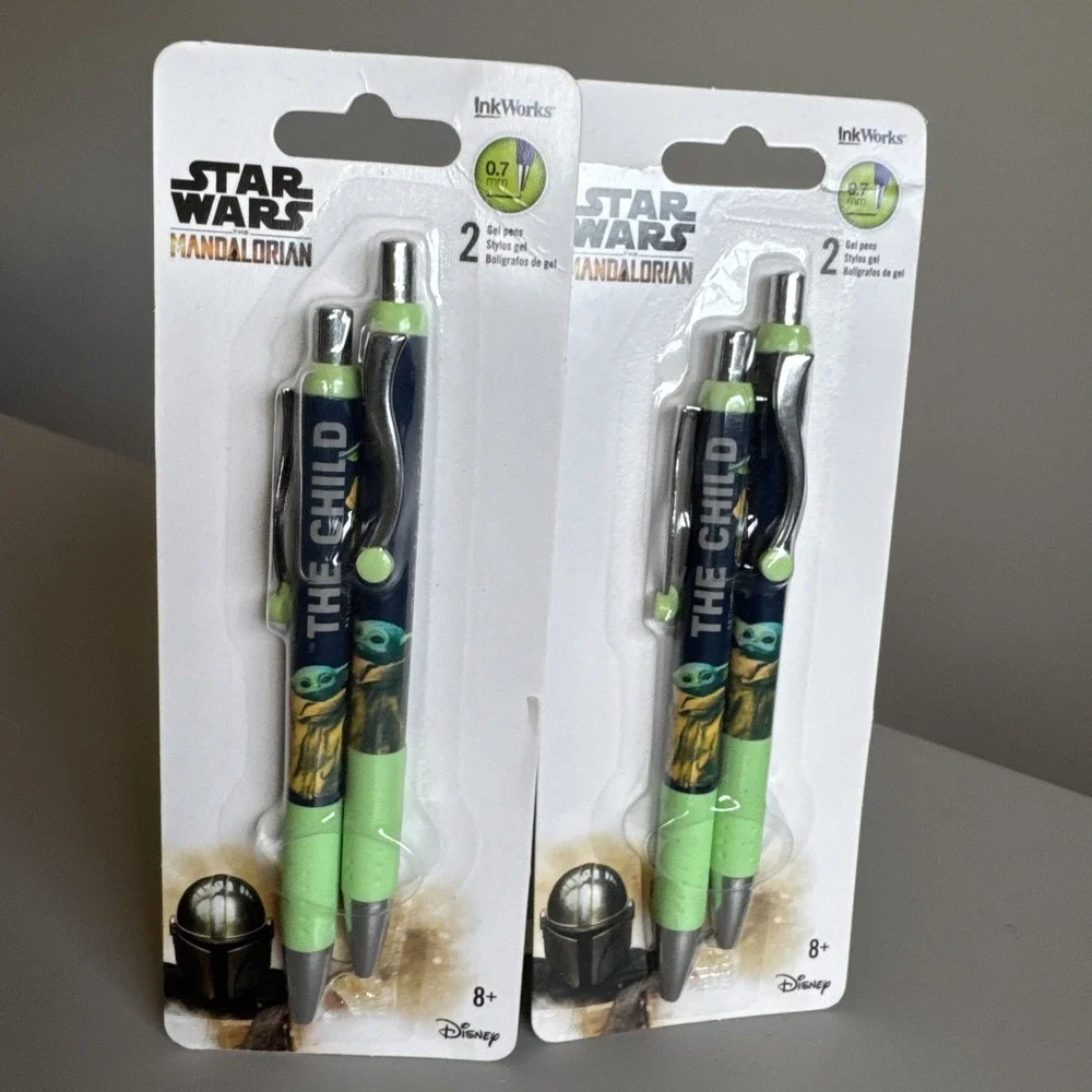 Lot Of 2 STAR WARS MANDALORIAN GEL PENS 2 Pack BLACK INK NEW 0.7 mm